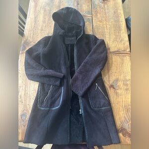 Women's Via Spiga Black Hooded Coat Size XS
